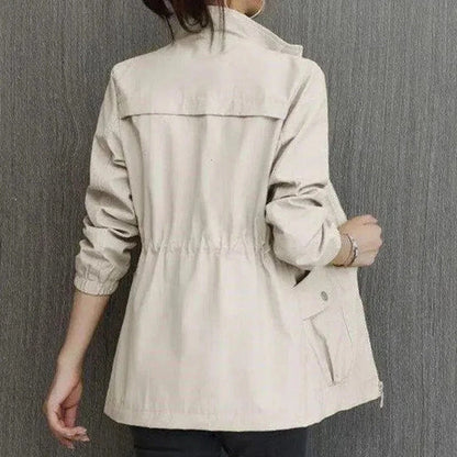 Daria | Stand Collar Elasticated Waist Long Sleeve Lightweight Casual Jacket