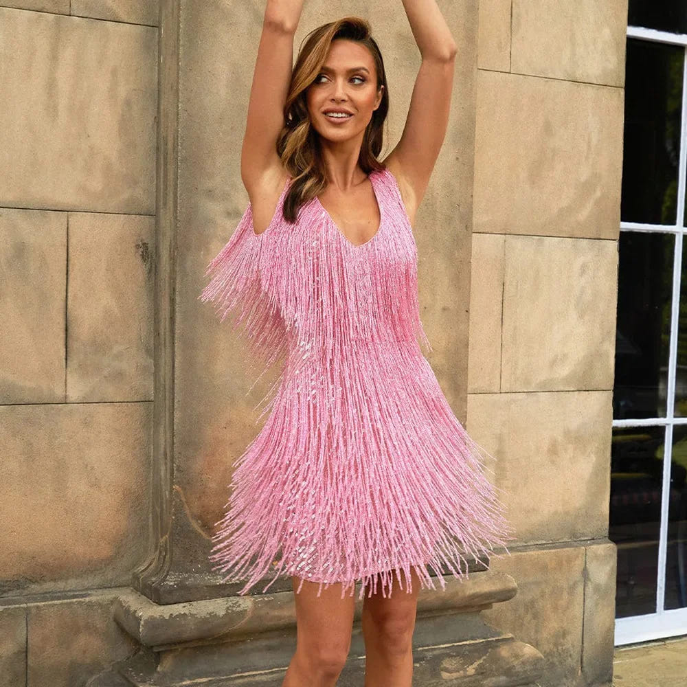 Seraphina | Women's Fringe Sequin Cocktail Party Mini Dress