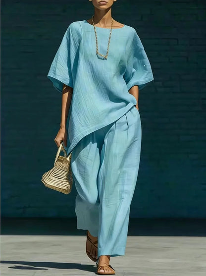 Marlowe | Women's Relaxed Wide Leg Linen Blend Summer Matching Set