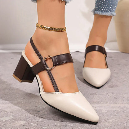 Everline | Women's Pointed Toe Block Heel Slingback Pump