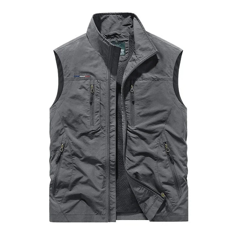 Rennock | Men's Utility Multi Pocket Zip Stand Collar Vest
