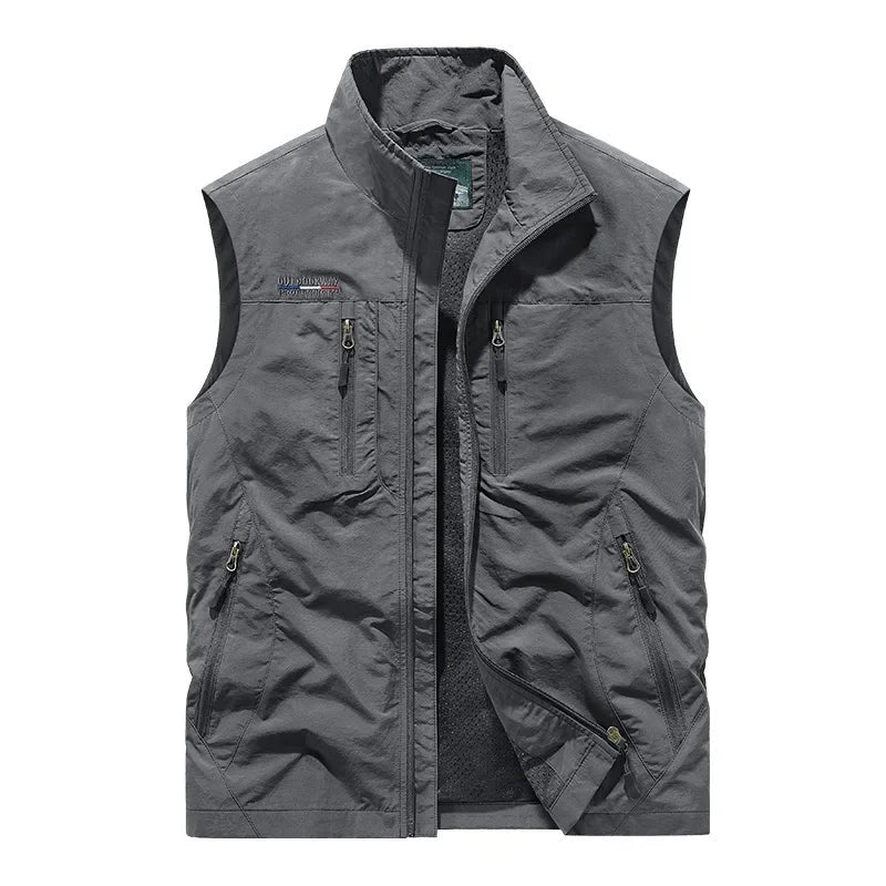 Rennock | Men's Utility Multi Pocket Zip Stand Collar Vest