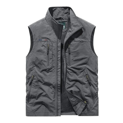 Rennock | Men's Utility Multi Pocket Zip Stand Collar Vest