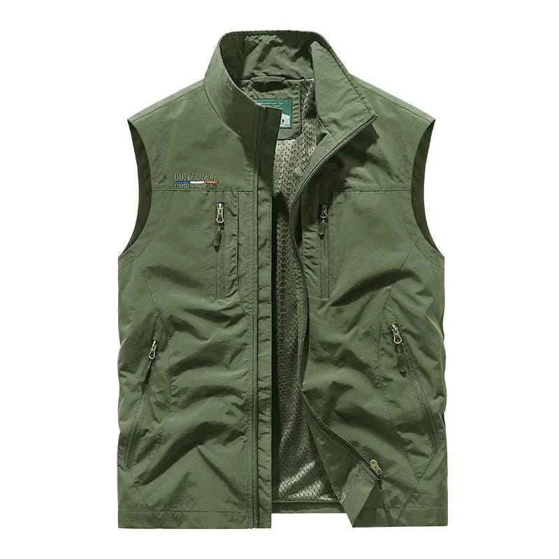 Rennock | Men's Utility Multi Pocket Zip Stand Collar Vest