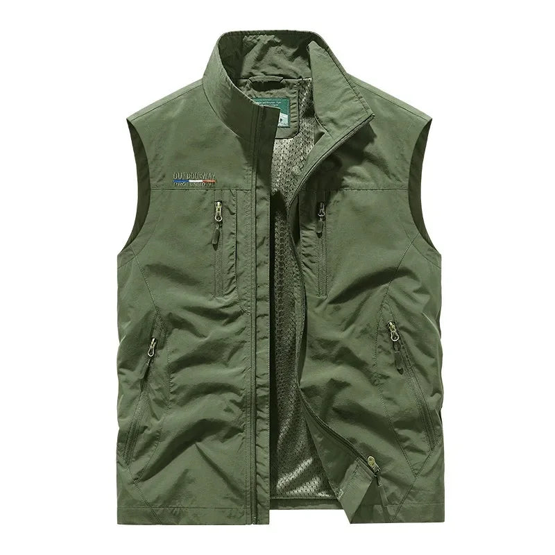 Rennock | Men's Utility Multi Pocket Zip Stand Collar Vest