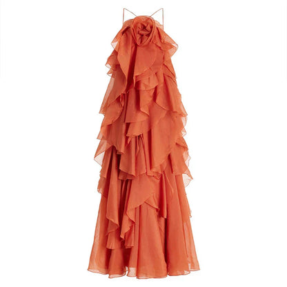 Vera | Women's Layered Ruffle Floral Strapless Maxi Dress