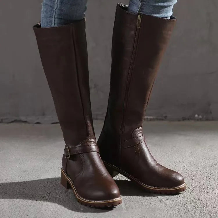 Margaux | Women's Tall Buckle Knee High Leather Boot