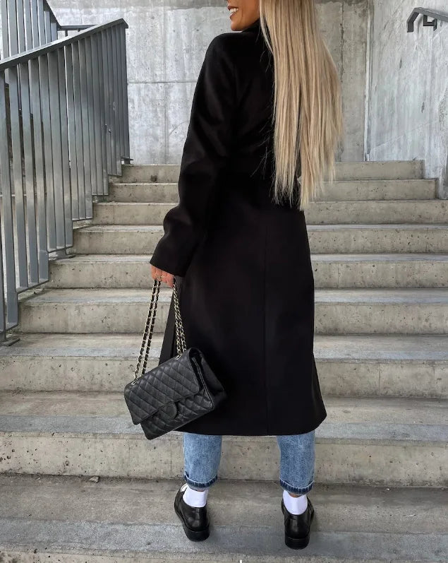 Beatrix | Women's Long Lapel Button Front Wool Coat