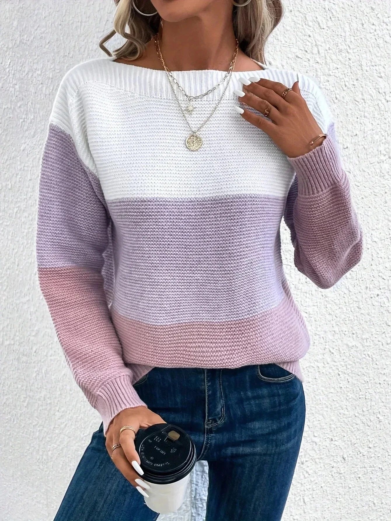 Rosanna | Women's Color Block Chunky Knit Pullover Sweater