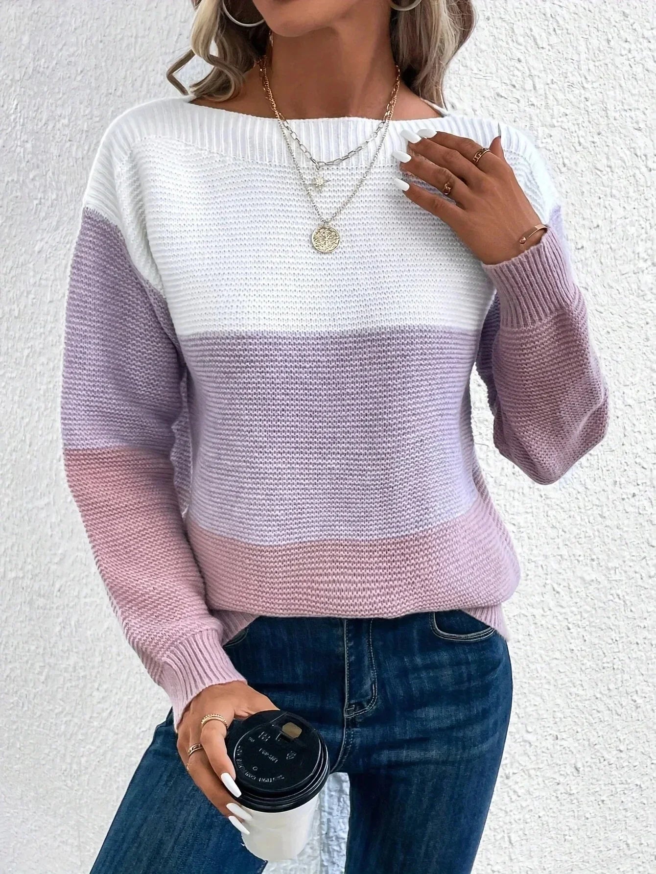 Rosanna | Women's Color Block Chunky Knit Pullover Sweater