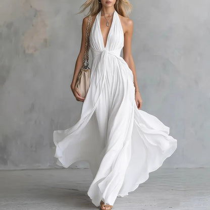 Seraphine | Women's Halter Plunge Flowy Maxi Dress