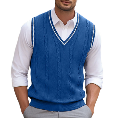 Bernard | Men's Cable Knit V-Neck Sleeveless Sweater Vest