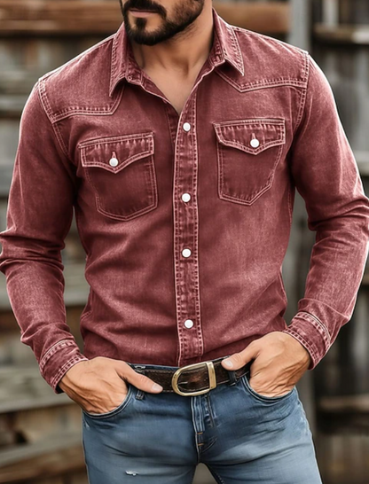 Holt | Men's Western Denim Long Sleeve Button Up Shirt