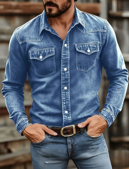 Holt | Men's Western Denim Long Sleeve Button Up Shirt