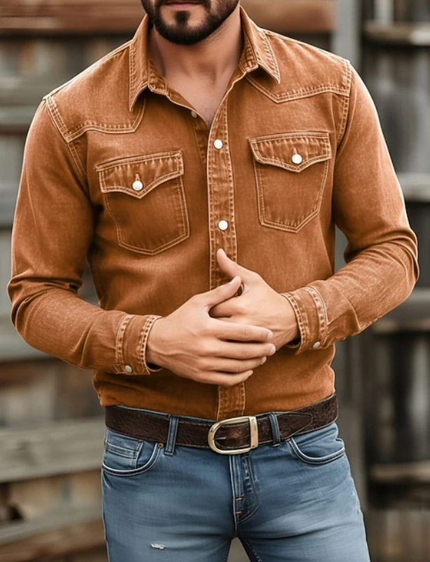 Holt | Men's Western Denim Long Sleeve Button Up Shirt