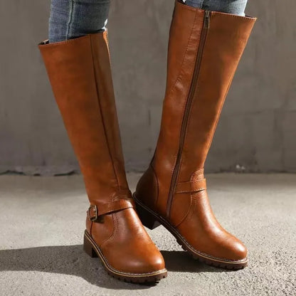 Margaux | Women's Tall Buckle Knee High Leather Boot