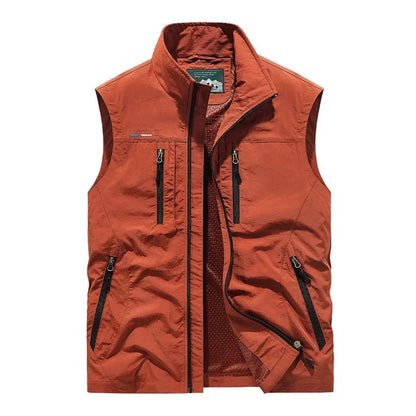 Rennock | Men's Utility Multi Pocket Zip Stand Collar Vest