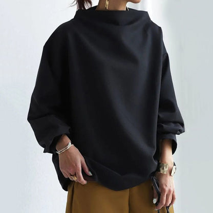 Marlbeth | Women's High-Neck Draped Long Sleeve Top