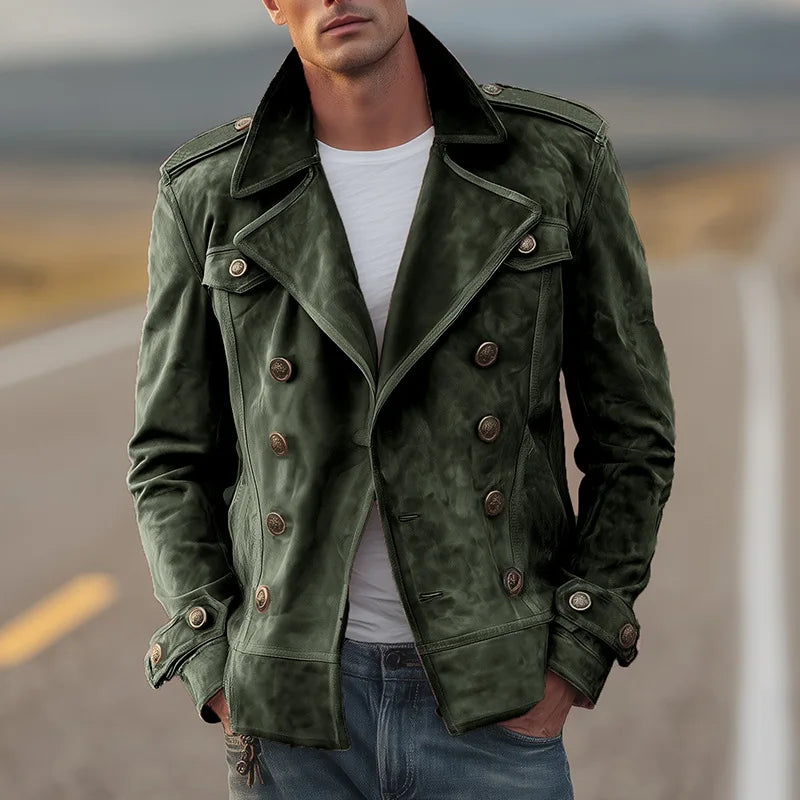 Harlan | Men's Suede Double-Breasted Lapel Jacket