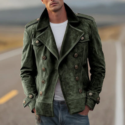 Harlan | Men's Suede Double-Breasted Lapel Jacket