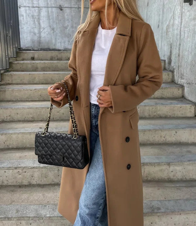 Beatrix | Women's Long Lapel Button Front Wool Coat