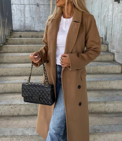Beatrix | Women's Long Lapel Button Front Wool Coat