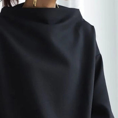 Marlbeth | Women's High-Neck Draped Long Sleeve Top