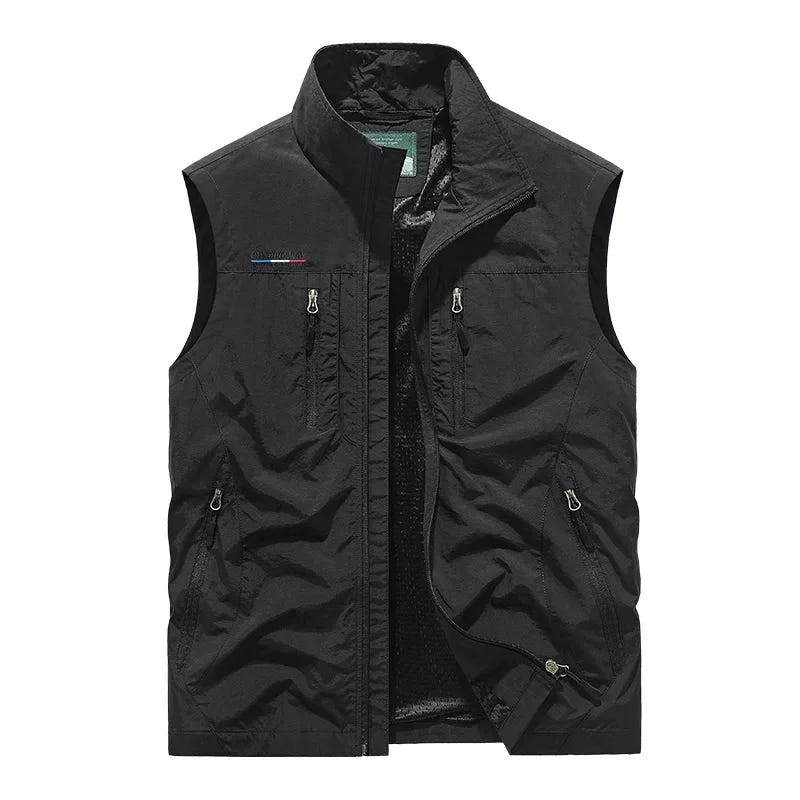 Rennock | Men's Utility Multi Pocket Zip Stand Collar Vest