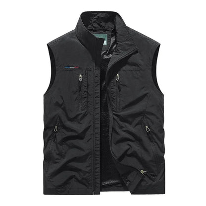 Rennock | Men's Utility Multi Pocket Zip Stand Collar Vest