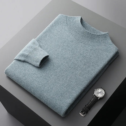 Lorcan | Men's Soft-Touch Mock Neck Merino Wool Cozy Sweater