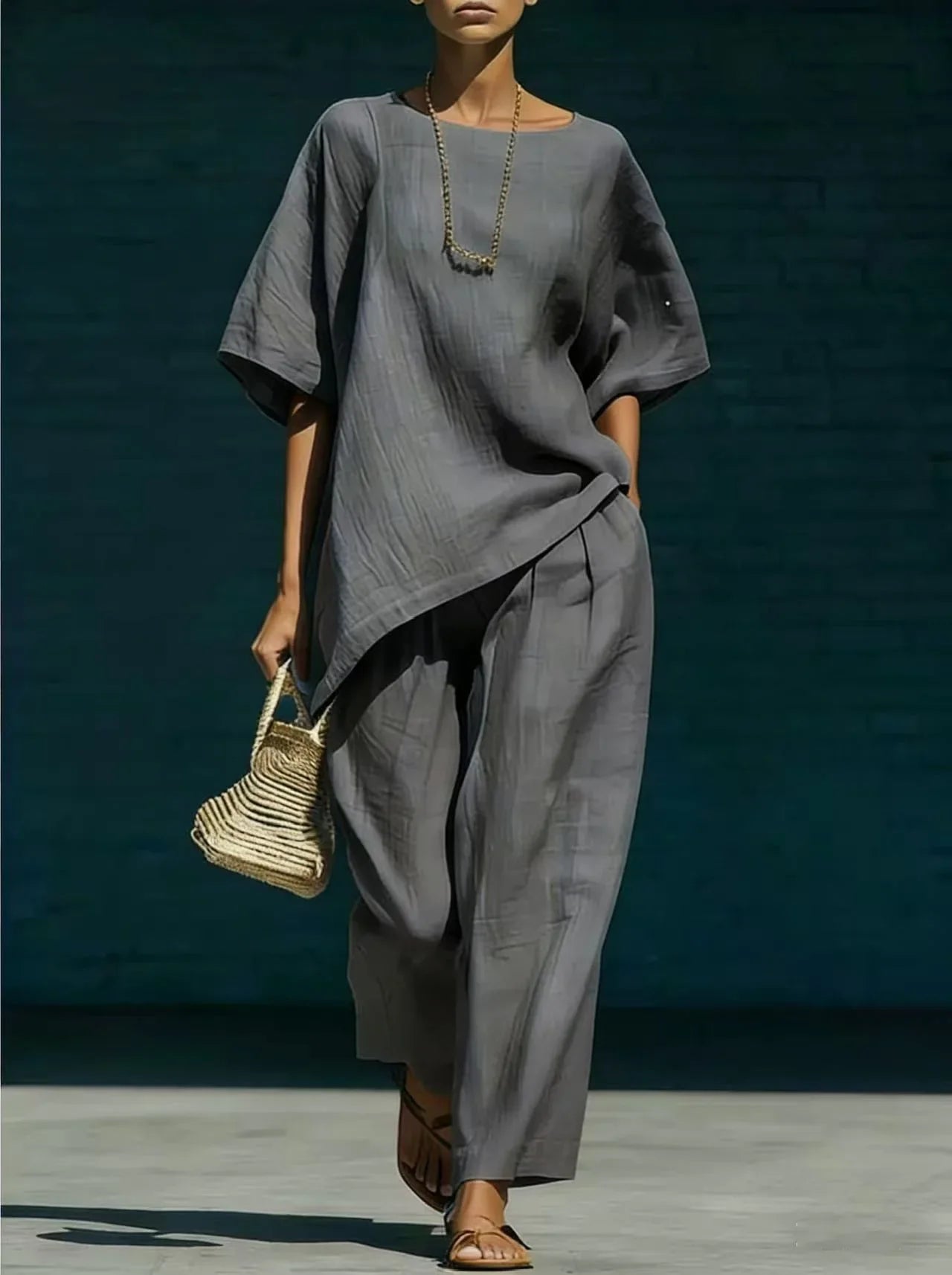 Marlowe | Women's Relaxed Wide Leg Linen Blend Summer Matching Set