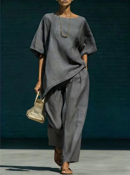Marlowe | Women's Relaxed Wide Leg Linen Blend Summer Matching Set
