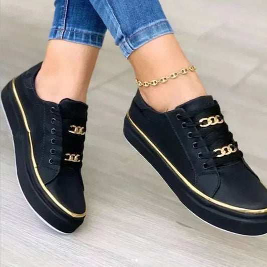 Marlowyn | Women's Platform Lace-Up Chain Detail Sneaker