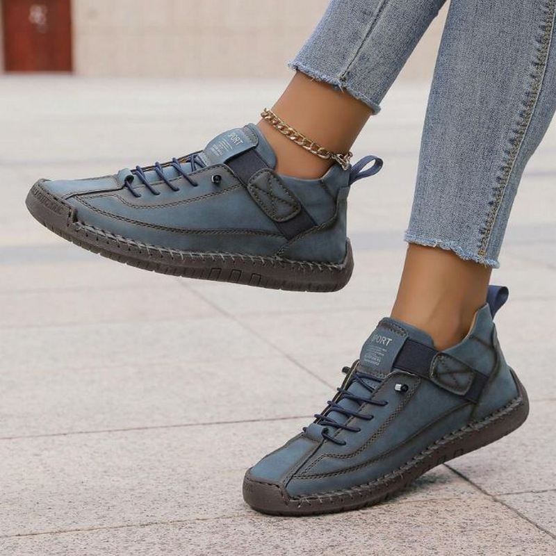 Marlow | Women's Stitch Detail Lace Up Comfortable Flat Sneaker