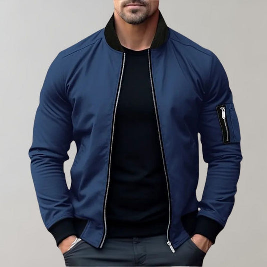 Griffin | Men's Slim Fit Zip-Up Casual Bomber Jacket with Pockets