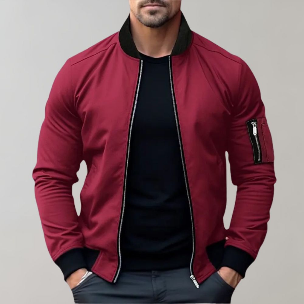 Griffin | Men's Slim Fit Zip-Up Casual Bomber Jacket with Pockets