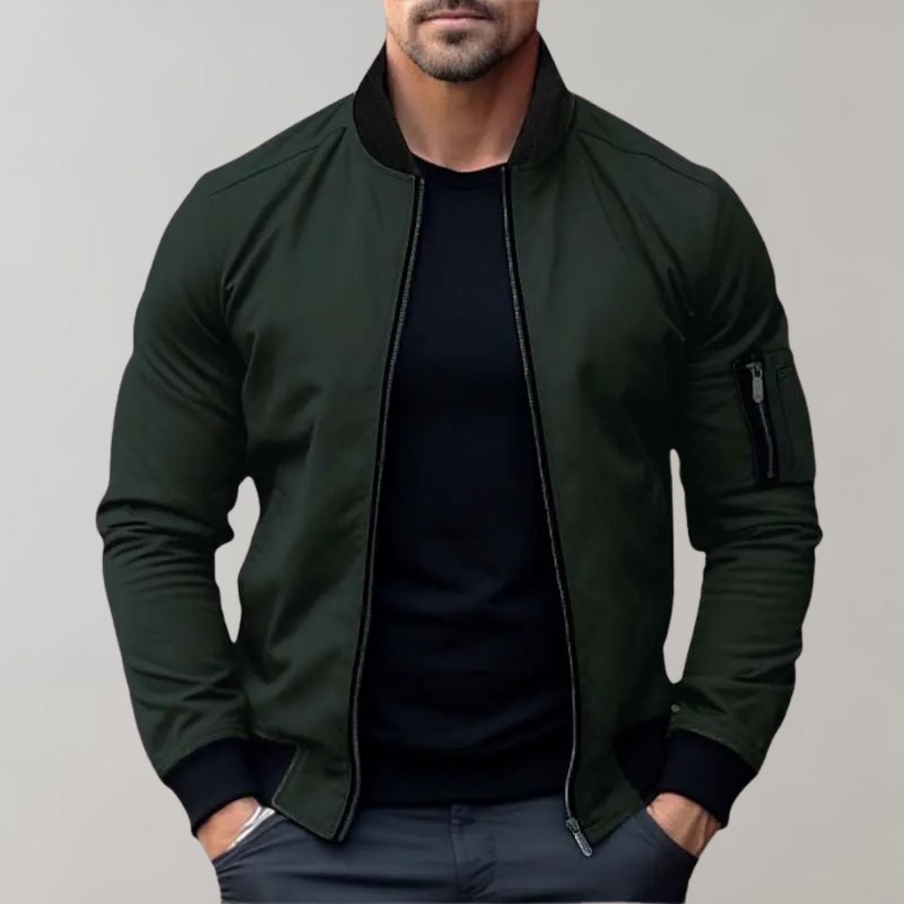 Griffin | Men's Slim Fit Zip-Up Casual Bomber Jacket with Pockets