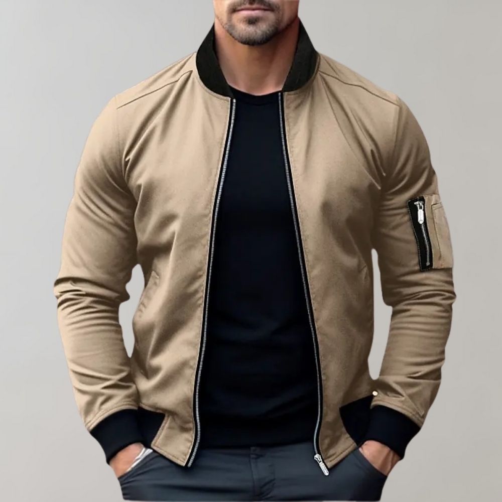 Griffin | Men's Slim Fit Zip-Up Casual Bomber Jacket with Pockets