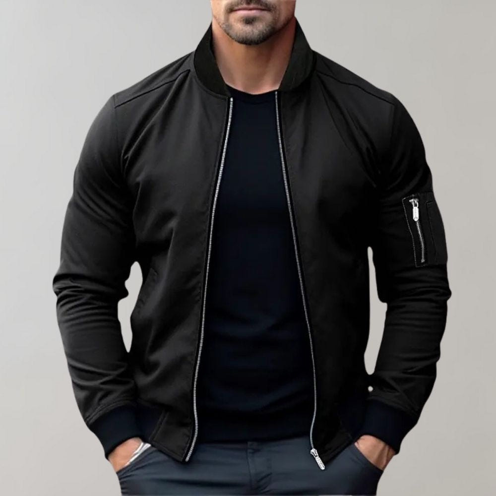 Griffin | Men's Slim Fit Zip-Up Casual Bomber Jacket with Pockets