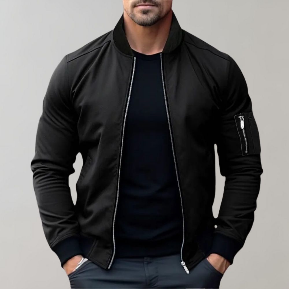 Griffin | Men's Slim Fit Zip-Up Casual Bomber Jacket with Pockets