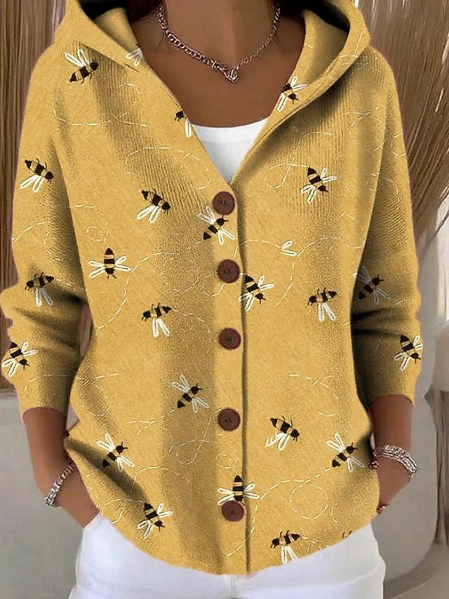 Marceline | Women's Hooded Button-Front Abstract Print Shirt Jacket