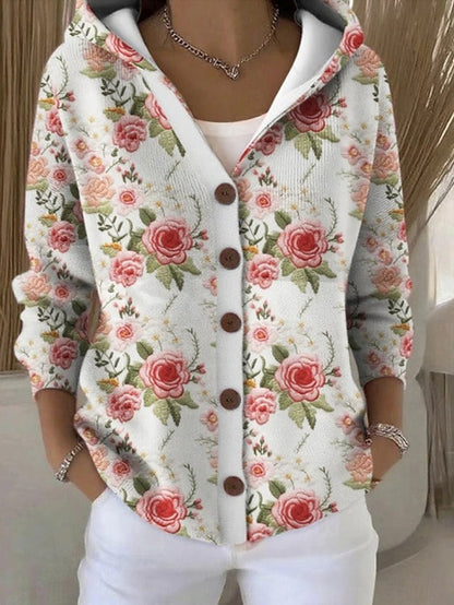 Marceline | Women's Hooded Button-Front Abstract Print Shirt Jacket