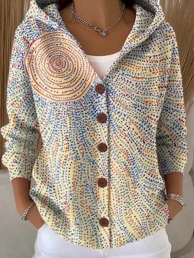 Marceline | Women's Hooded Button-Front Abstract Print Shirt Jacket