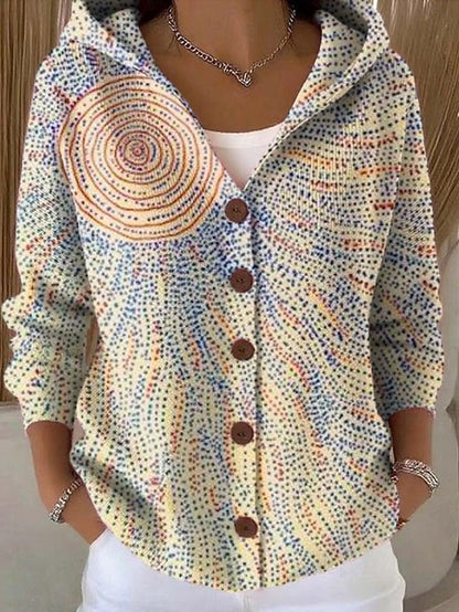 Marceline | Women's Hooded Button-Front Abstract Print Shirt Jacket