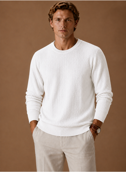 Thelmore | Men's Cable Knit Crew Neck Textured Pullover Sweater