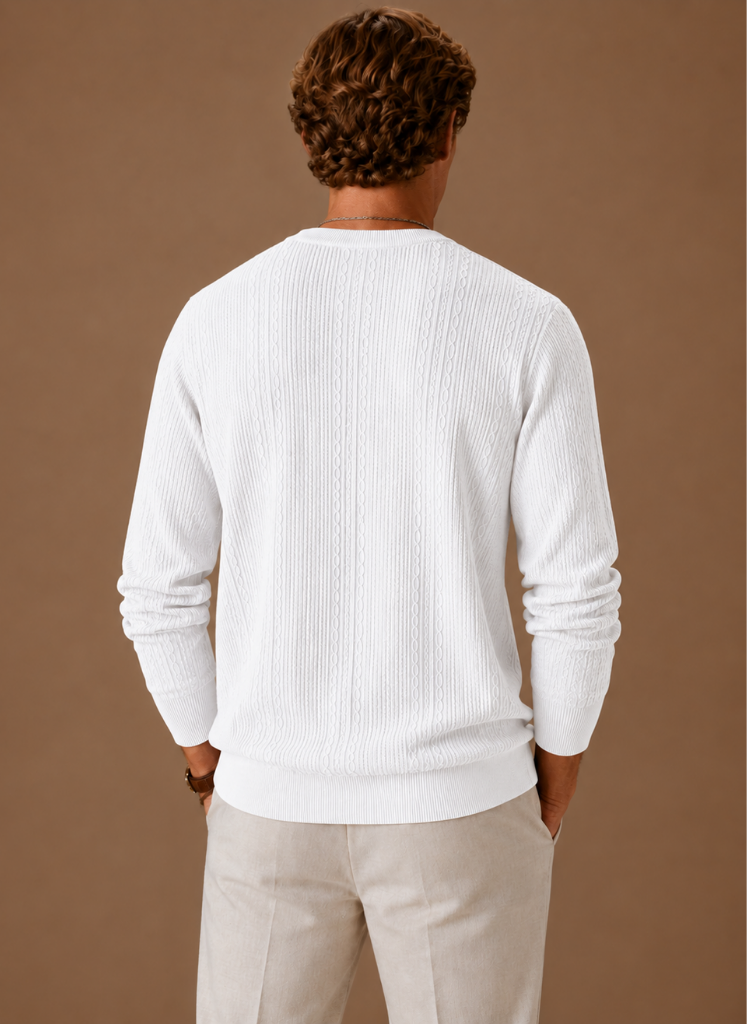 Thelmore | Men's Cable Knit Crew Neck Textured Pullover Sweater