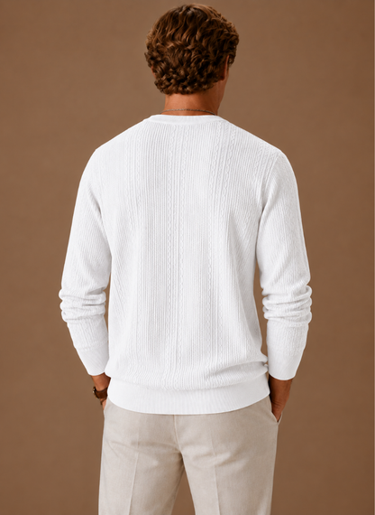Thelmore | Men's Cable Knit Crew Neck Textured Pullover Sweater