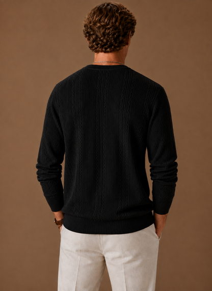 Thelmore | Men's Cable Knit Crew Neck Textured Pullover Sweater