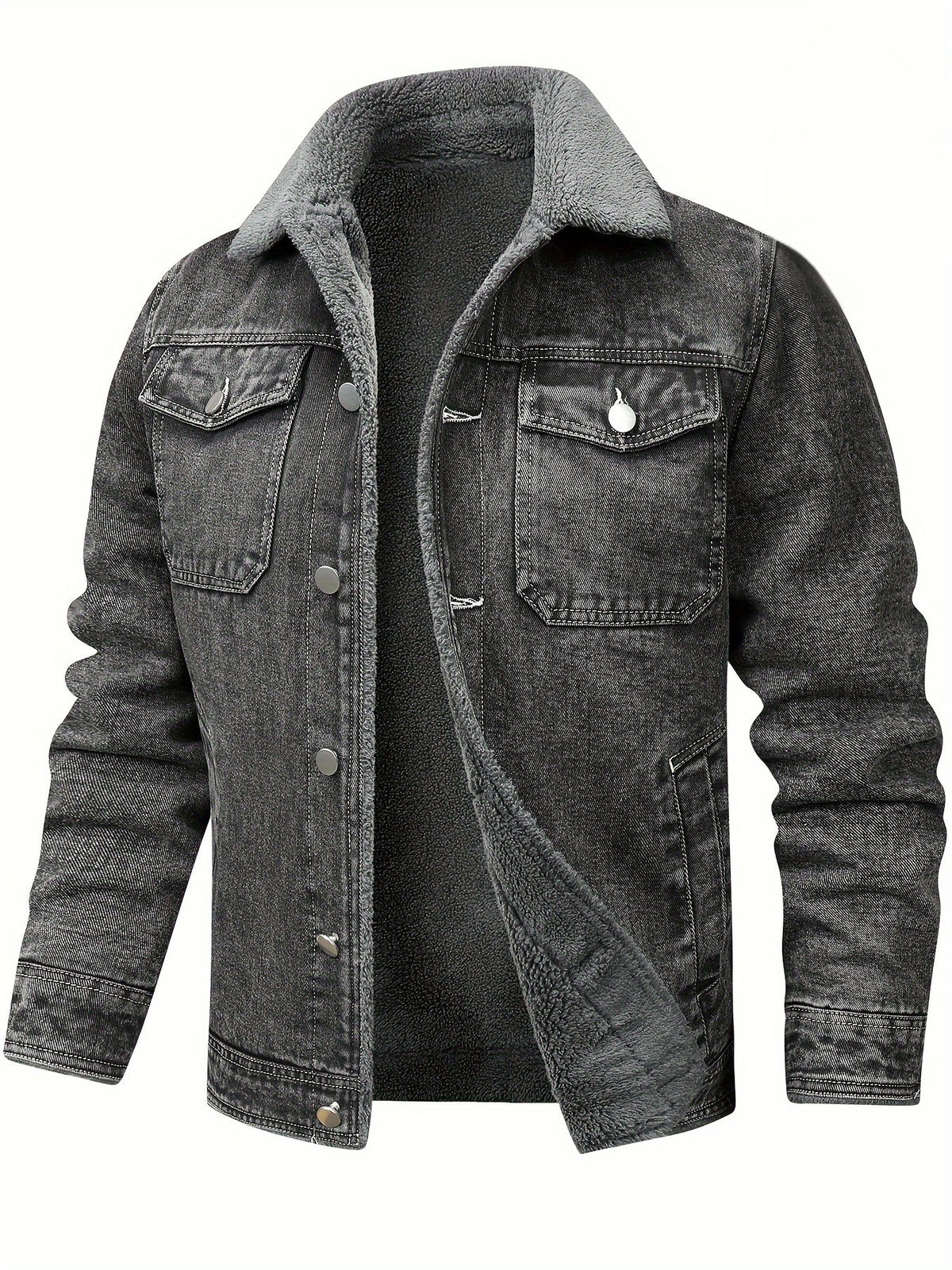 Draven | Men's Warm Fleece Lined Washed Denim Winter Jacket