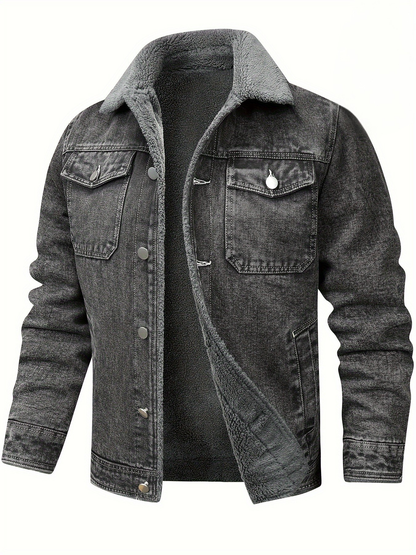 Draven | Men's Warm Fleece Lined Washed Denim Winter Jacket